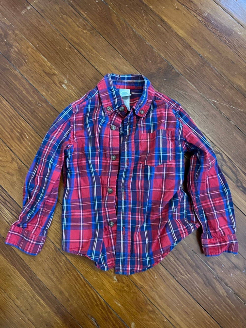 Little Me Red and Blue Plaid Button-Down Shirt